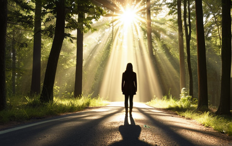 **Image Prompt:** A person standing at a crossroads in a career path, looking thoughtful. Sun rays peek through the trees, illuminating potential new directions. Focus on a hopeful and reflective mood, showcasing the "exploring new paths" concept. Style: Soft, inspirational lighting, possibly with a slightly blurred background to emphasize the person's focus.